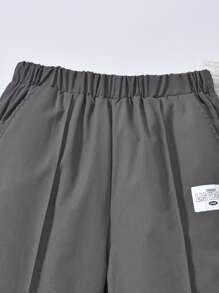 Pantalon décontracté pour adolescent garçon, jambes droites, détails chino, couleur gris foncé unie - Gris - Voir 6