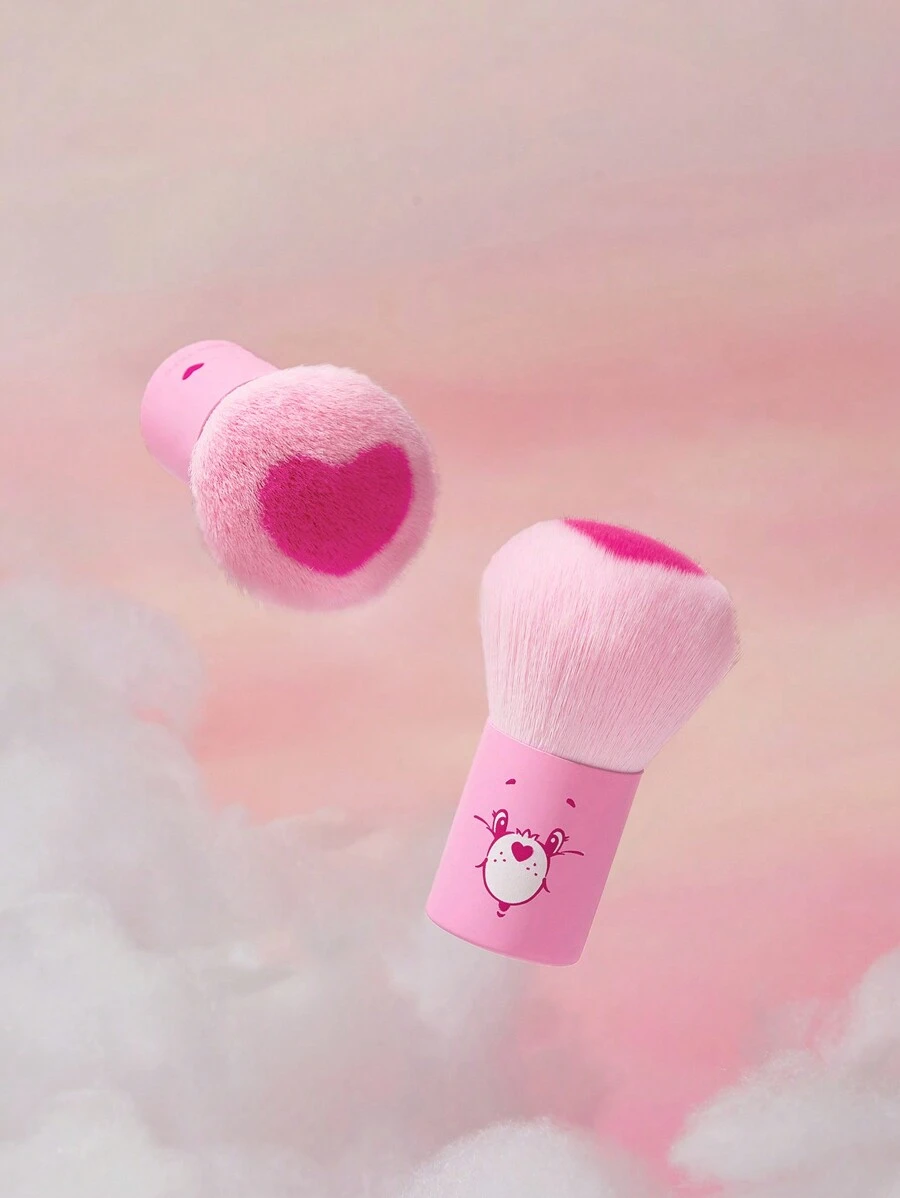 SHEIN X Care Bears Brocha grande de maquillaje con estampado de oso animado con corazón, regalo