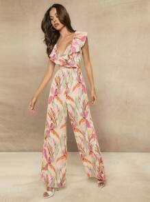 L'Amorae Mono con estampado de plumas, volantes y cordones