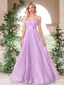 Women's High Waist Pleated Cami Maxi Party Formal Dress, Suitable For Party, Banquet And Gala Wedding Guest Dress Evening Dress,Gown