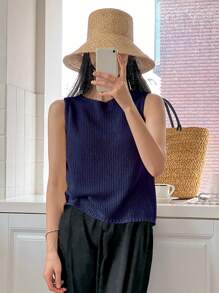 DAZY Women Fashion Knit Top - Navy Blue - View 4