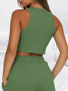 INAWLY Conjunto De Chaleco Y Pantalones Cortos De Verano Casuales Para Mujer De Color Sólido