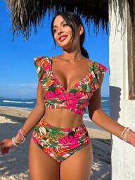 Swim Vcay Conjunto de bikini impreso de moda para mujeres estilo vacaciones de verano en la playa