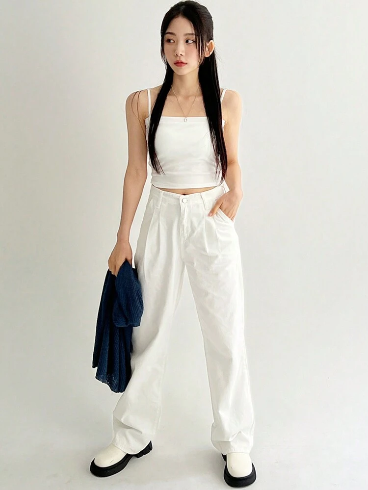 Women Summer Solid Color Slim Fit Cami Top