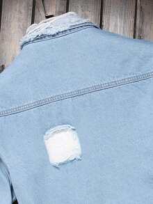Manfinity Homme Áo sơ mi denim dài tay giản dị dành cho nam giới để mặc hàng ngày - Rửa trung bình - Xem 3