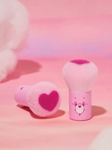 SHEIN X Care Bears Brocha grande de maquillaje con estampado de oso animado con corazón, regalo