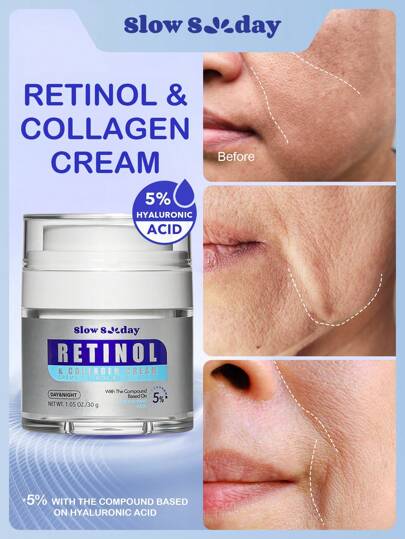 SlowSunday Retinol & Collagen Cream, Skincare, Moisturizes And Brightens, Halloween, Thanksgiving, Christmas, New Year, Christmas Gifts, Thank You Gift, Suitable For Autumn Winter, Fall Care