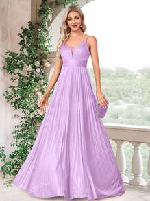 Women's High Waist Pleated Cami Maxi Party Formal Dress, Suitable For Party, Banquet And Gala Wedding Guest Dress Evening Dress,Gown