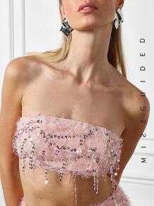 MISSGUIDED Y2K futuristisk päls och paljett Bodycon Maxikjol - Rosa - Visa 3