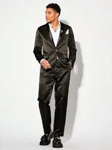 Manfinity VCAY Men Shawl Collar Long Sleeve Suit Jacket And Pants Woven Casual Business Travel Two-Piece Set - Multicolor - View 1