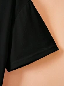 INAWLY Women Summer Short Sleeve Casual T-Shirt With Rhinestone Design And Slogan Print - Black - View 3