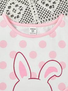 SHEIN Conjunto de 3 peças Para Menina Adolescente, Camiseta Casual de Manga Curta, Calça Comprida e Macacão de Pijama Retardante de Chamas Fofos
