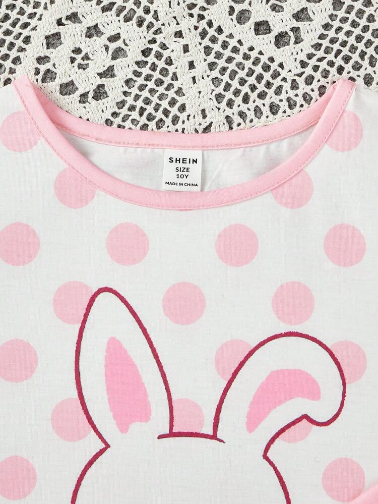 Tween Girl 3pcs/Set Cute Casual Short Sleeve T-Shirt, Long Pants And Jumpsuit Pajamas
