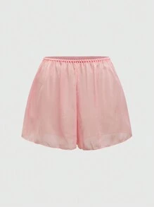 ROMWE Kawaii Babydoll Pink Chiffon Perspective Sexy Set, School Sweet Girl