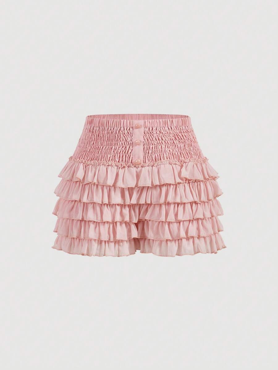 SHEIN MOD Vintage Palace Lady Layered Cake Ruffle Mini Shorts | SHEIN USA