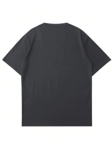Men's Solid Color Simple Casual Short Sleeve T-Shirt - Dark Grey - View 7