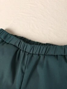 Tween Boys' Vacation Style Round Neck Short Sleeve Knitwear Top With Leaf Print And Solid Color Woven Shorts 2pcs/set - Green - View 6