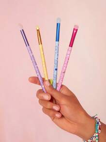 SHEIN X Care Bears 4pcs/Set Heart Shaped Eye Makeup Brush Set, Cheer Bear, Funshine Bear, Bear, Share Bear