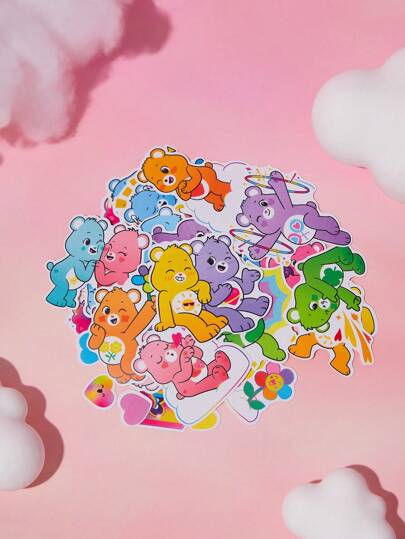 SHEIN X Care Bears 69pcs Love Bear Stickers Pack,Love-A-Lot Bear,Funshine Bear, Grumpy Bear,Friend Bear,Gifts