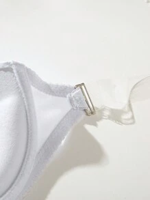 Romantic & Sexy Strapless Glossy Underwear Bra Set With Underwire (Pack Of 3), Comes With Invisible Shoulder Straps For Various Wear - Black and White - View 3