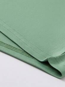 Manfinity Homme Men Summer Casual Short Sleeve T-Shirt With ECG And Cross Print, Christian Graphic Tees Men, Cross T-Shirt, Men's Green Graphic Tee, Men's Green T-Shirt - Mint Green - View 5