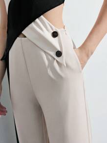 Maija Summer Sleeveless Contrast Color Round Neck Tank Top & Straight Leg Pants 2pcs/Set