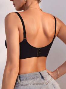 SHEIN Women's Fashionable Sexy Lace Underwear Bra - Black - View 2