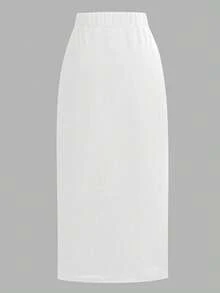 Váy mini xẻ tà đính đá màu thời trang cho nữ - trắng - Xem 2