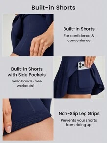 GLOWMODE FeatherFit™-Air Ruffle Pocket Anti-Slip Skirt Skort With Built-In Shorts Light Support Low Impact Daily Casual Quick Dry Moisture Wicking