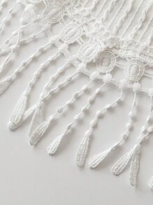 SHEIN LUNE 夏季大码波西米亚风流苏短款背心 - 白色 - 查看 3