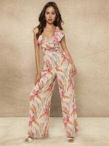 L'Amorae Mono con estampado de plumas, volantes y cordones