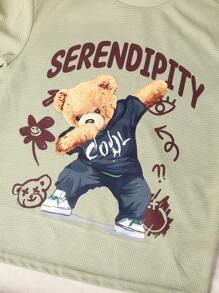 Tween Boy Loose Fit Casual Round Neck Pattern Print Short Sleeve T-Shirt And Shorts Set - Mint Green - View 6