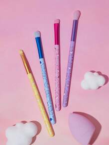 SHEIN X Care Bears 4pcs/Set Heart Shaped Eye Makeup Brush Set, Cheer Bear, Funshine Bear, Bear, Share Bear