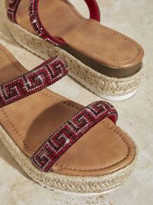 SHUZIA Women Crystal Decorated Summer Casual Indoor Outdoor Holiday Wedge Heel Platform Sandals