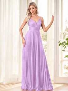 Women's High Waist Pleated Cami Maxi Party Formal Dress, Suitable For Party, Banquet And Gala Wedding Guest Dress Evening Dress,Gown