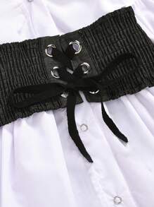 SHEIN Elladie kids 少女氣球袖束腰襯衫裙