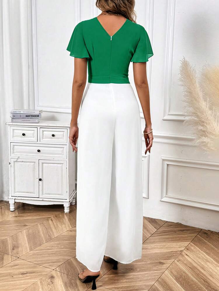 Wide Leg Mesh Vacation Jumpsuit