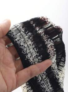 DAZY Áo thun mùa hè tay ngắn cổ tròn in họa tiết thời trang giản dị cho nữ Y2k, áo crop top cho nữ - Đen và trắng - Xem 8