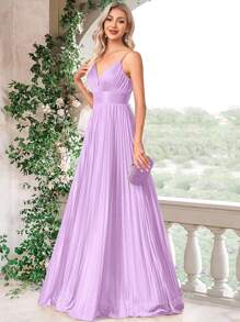 Women's High Waist Pleated Cami Maxi Party Formal Dress, Suitable For Party, Banquet And Gala Wedding Guest Dress Evening Dress,Gown