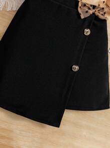 SHEIN Tween Girls' Matching College Style Polka Dot Short Sleeve T-Shirt And Skirt Set, Round Neck - Apricot - View 5