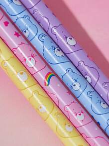 SHEIN X Care Bears 4pcs/Set Heart Shaped Eye Makeup Brush Set, Cheer Bear, Funshine Bear, Bear, Share Bear