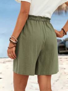 EMERY ROSE Short casual estivi donna a tinta unita con orlo in pizzo