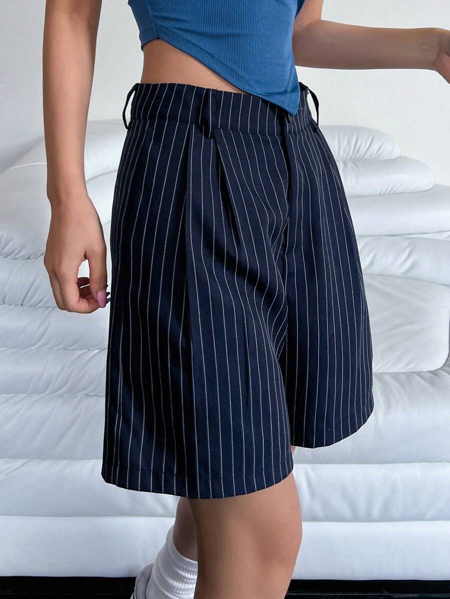 DAZY Casual Loose Striped And Printed Women Shorts - Blue - View 1