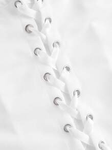 SHEIN MOD 3D Floral Decor Bandeau Women Side Tie Slim Fit Top - White - View 5