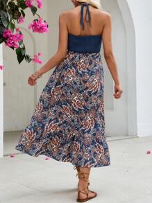 Breezaya Women Paisley Print Halter Neck Dress, Perfect For Summer - Green - View 2