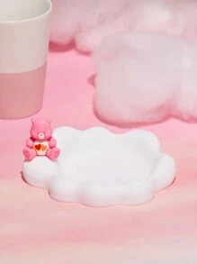 SHEIN X Care Bears 1 件休闲可爱卡通熊硅胶杯垫（不含杯子）、Love-A-Lot 熊、礼物 - 白色 - 查看 4