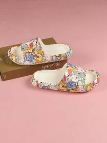 Dép lê in hình động vật hoạt hình, đế EVA, mẫu mới năm 2024, thời trang cho phòng tắm, hoạt động ngoài trời mùa hè và trang phục đi biển. - trắng - Xem 7