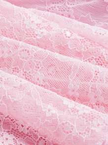 SHEIN MOD Vestido mini rosa con tirantes finos de encaje dulce para mujer en verano - Rosa - Ver 4