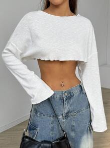 SHEIN EZwear تي شيرت قصير الأكمام الرقيق المشبك اليابس الجنسي الذي يتميز بالتهوية وحماية من أشعة الشمس لربيع / صيف - أبيض - مشاهدة 5
