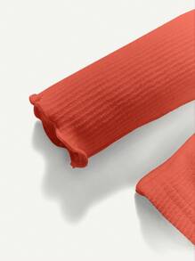 Cozy Pixies Baby Girls' Ruffle Edge Half Turtleneck Solid Color Top Two Piece Set